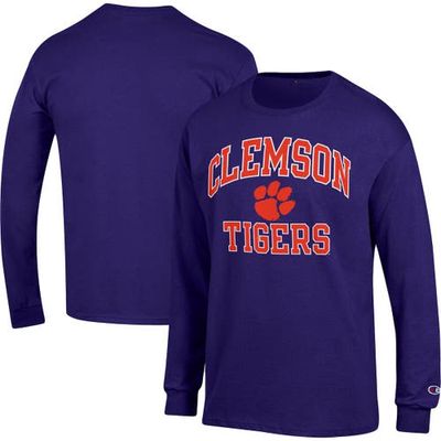 Men's Champion Purple Clemson Tigers High Motor Long Sleeve T-Shirt