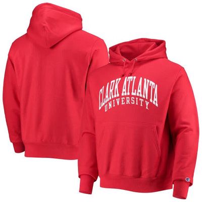 Men's Champion Red Clark Atlanta University Panthers Tall Arch Pullover Hoodie