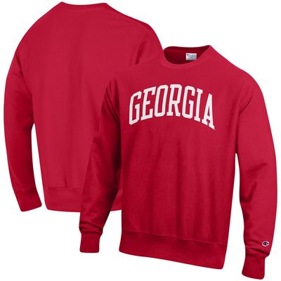 Men's Champion Red Georgia Bulldogs Arch Reverse Weave Pullover Sweatshirt