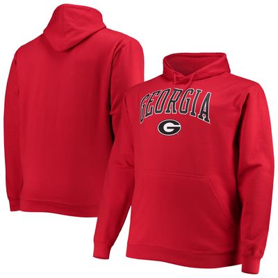 Men's Champion Red Georgia Bulldogs Big & Tall Arch Over Logo Powerblend Pullover Hoodie