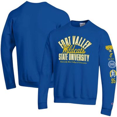 Men's Champion Royal Fort Valley State Wildcats 2-Hit Powerblend Pullover Sweatshirt