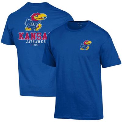 Men's Champion Royal Kansas Jayhawks Stack 2-Hit T-Shirt