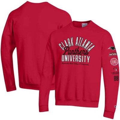 Men's Champion Scarlet Clark Atlanta University Panthers 2-Hit Powerblend Pullover Sweatshirt