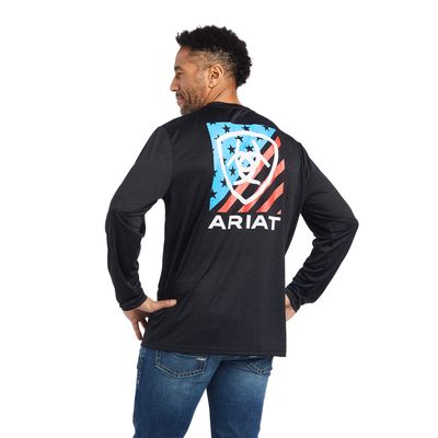 Men's Charger Americana T-Shirt in Black, Size: Small by Ariat