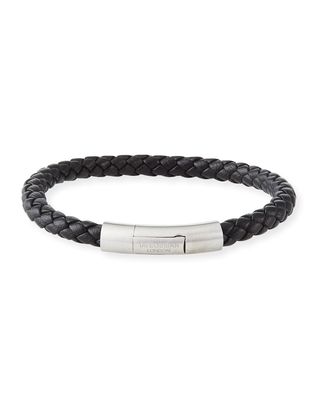 Men's Charles Leather Bracelet, Black