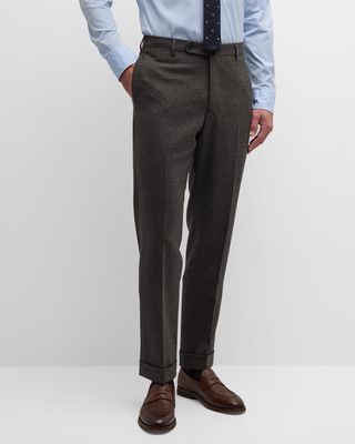 Men's Check Brushed Hopsack Dress Trousers