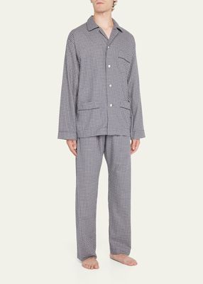 Men's Check Cotton Long Pajama Set
