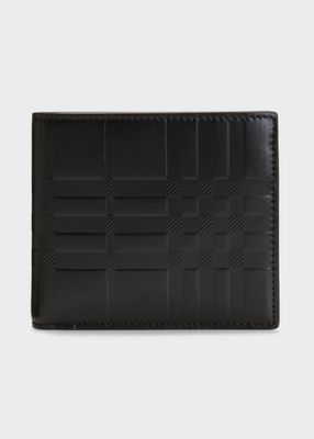 Men's Check-Embossed Leather Wallet