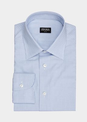 Men's Check-Print 100Fili Dress Shirt