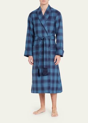 Men's Check Worsted Wool Robe