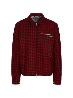 Men's Check Zip-Up Wool Jacket - Red Check - Size Large - Red Check - Size Large
