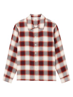 Men's Checked Shirt - Red Ecru - Size Medium - Red Ecru - Size Medium