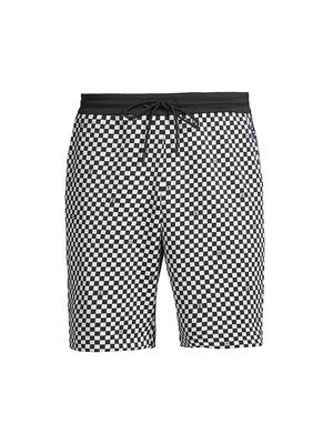 Men's Checkerboard Drawstring Shorts - Black - Size XL - Black - Size XL
