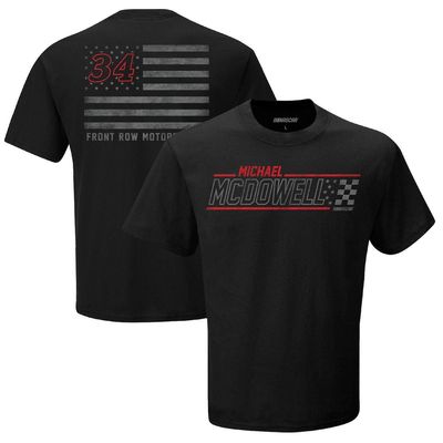 Men's Checkered Flag Black Michael McDowell Tonal Patriotic Flag T-Shirt