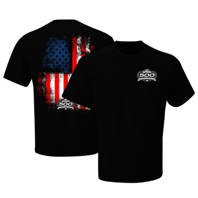 Men's Checkered Flag Sports Black 2024 Daytona 500 American Flag T-Shirt