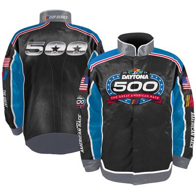 Men's Checkered Flag Sports Black 2024 Daytona 500 Nylon Uniform Full-Snap Jacket