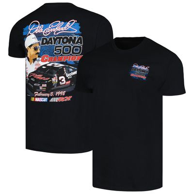 Men's Checkered Flag Sports Black Dale Earnhardt 1998 Daytona 500 Champion Anniversary T-Shirt