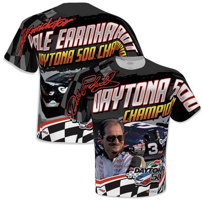 Men's Checkered Flag Sports Black Dale Earnhardt Daytona 500 Champion Legends T-Shirt