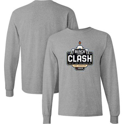Men's Checkered Flag Sports Gray 2024 Clash at the Coliseum Long Sleeve T-Shirt