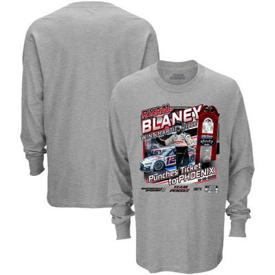 Men's Checkered Flag Sports Gray Ryan Blaney 2023 Xfinity 500 Race Winner Long Sleeve T-Shirt
