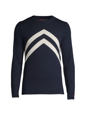 Men's Chevron Stripe Crewneck Sweater - Navy - Size Medium - Navy - Size Medium
