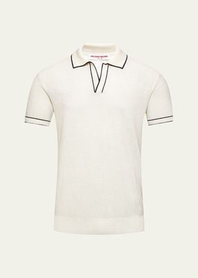 Men's Chevron Tipped Wool Polo Shirt