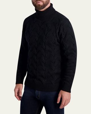 Men's Chunky Cable-Knit Turtleneck