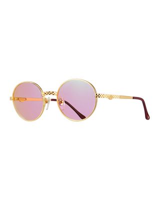 Men's Circle Masterpiece Gold-Plated Round Sunglasses