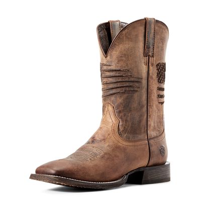 Men's Circuit Patriot Western Boots in Weathered Tan Leather, Size: 6 D / Medium by Ariat