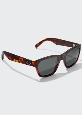 Men's Cl40206i Rectangle Acetate Logo Sunglasses
