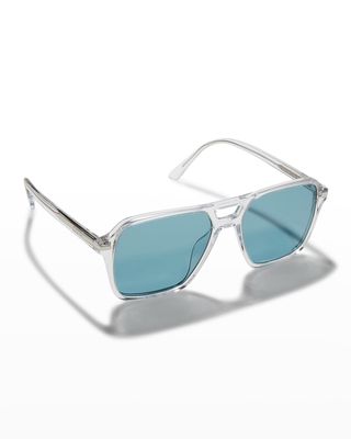 Men's Clear Acetate Aviator Sunglasses