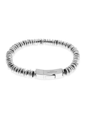 Men's Click Silver Bead Bracelet - Silver - Size Large - Silver - Size Large
