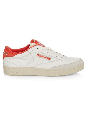 Men's Club C Embossed Sneakers - White Orange - Size 10