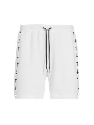 Men's Clyde Cross Drawstring Shorts - White Cross - Size Large - White Cross - Size Large
