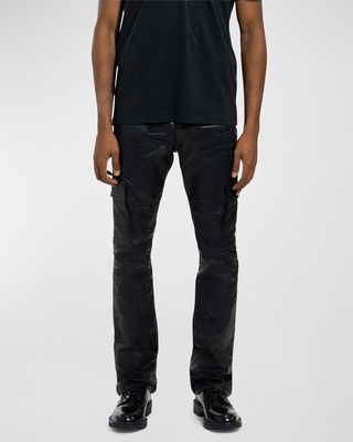 Men's Coated Cargo Flare Jeans