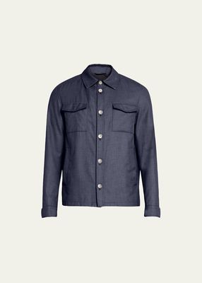 Men's Coated Cashmere-Blend Overshirt