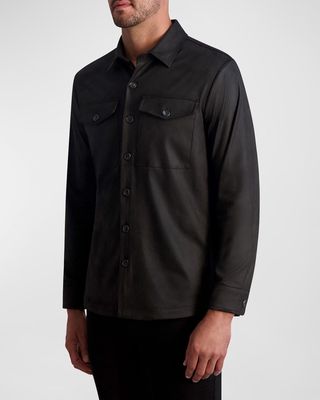 Men's Coated Long-Sleeve Woven Dress Shirt
