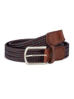 Men's COLLECTION Leather Woven Belt - Sodalite - Size 38