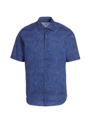 Men's COLLECTION Paisley Chambray Shirt - Navy - Size XL