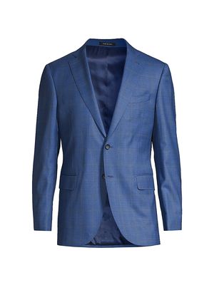 Men's COLLECTION Plaid Wool Sportcoat - Ibiza Blue - Size 40