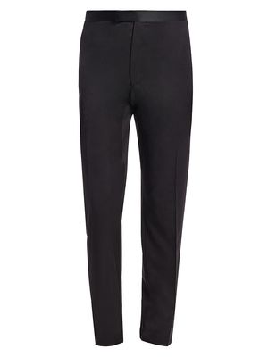 Men's COLLECTION Tuxedo Wool Trousers - Black - Size 28