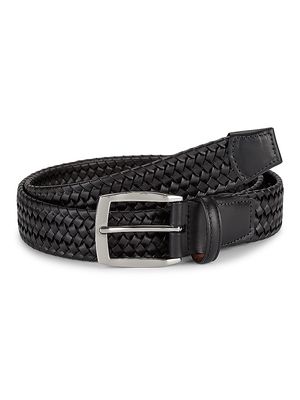 Men's COLLECTION Woven Leather Belt - Moonless Night - Size 42