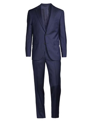 Men's COLLECTION Woven Wool Suit - Navy - Size 50