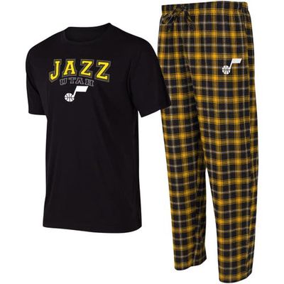 Men's College Concepts Black/Gold Utah Jazz Arctic T-Shirt & Pajama Pants Sleep Set
