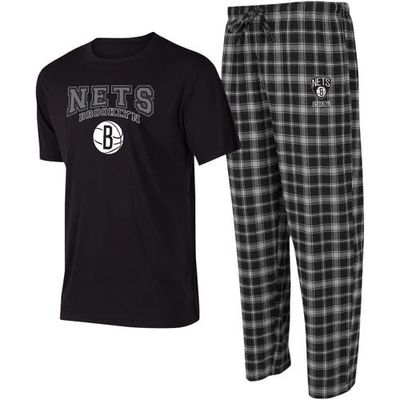 Men's College Concepts Black/Gray Brooklyn Nets Arctic T-Shirt & Pajama Pants Sleep Set