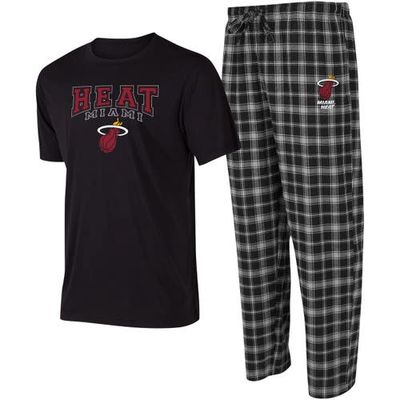 Men's College Concepts Black/Gray Miami Heat Arctic T-Shirt & Pajama Pants Sleep Set