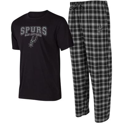 Men's College Concepts Black/Gray San Antonio Spurs Arctic T-Shirt & Pajama Pants Sleep Set