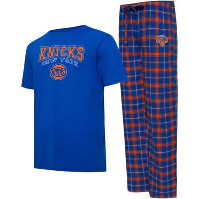 Men's College Concepts Blue/Orange New York Knicks Arctic T-Shirt & Pajama Pants Sleep Set