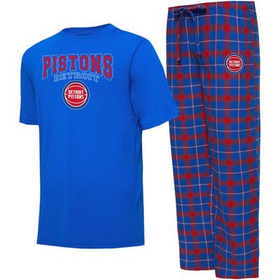Men's College Concepts Blue/Red Detroit Pistons Arctic T-Shirt & Pajama Pants Sleep Set
