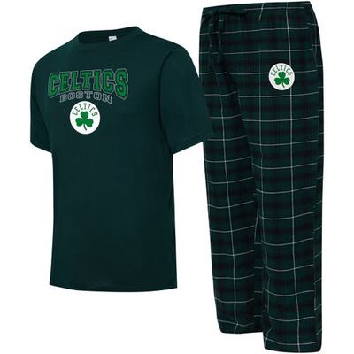 Men's College Concepts Green/Black Boston Celtics Arctic T-Shirt & Pajama Pants Sleep Set